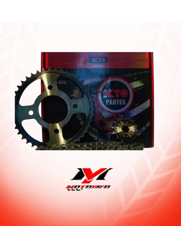 10 KIT PIÑON CON CADENA (KIT DE ARRASTRE) Honda ECO 100, CD100, ECO100+ 44T-14T 428H-124L