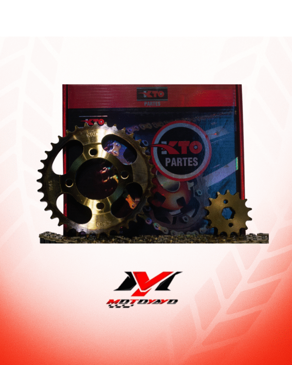 2 KIT PIÑON CON CADENA (KIT DE ARRASTRE) AKT 110, FLEX. KYMCO Unik 110, Activ 110. VICTORY ONE (señoritera), VICTORY 125 (señoritera), VICTORY Advance 110, HONDA Wave 100 36T-14T 428H-120L