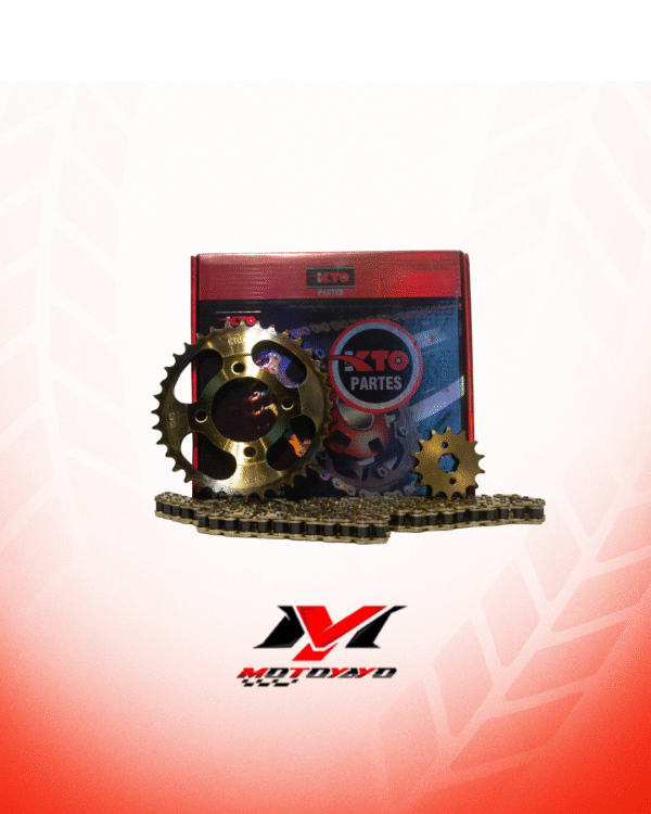 3 KIT PIÑON CON CADENA (KIT DE ARRASTRE) AKT 110, FLEX. KYMCO Unik 110, Activ 110. VICTORY ONE (señoritera), VICTORY 125 (señoritera), VICTORY Advance 110, HONDA Wave 100 36T-14T 428H-120L