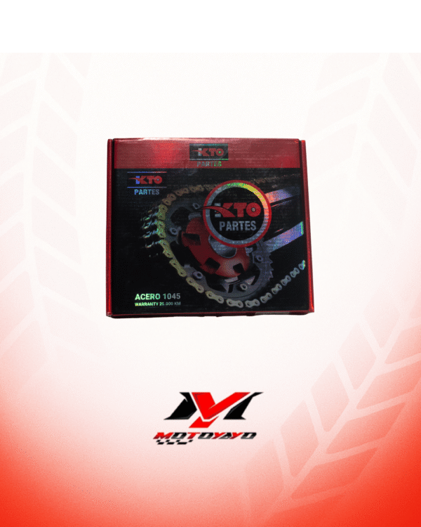 38 KIT PIÑON KTO CON CADENA (KIT DE ARRASTRE) HONDA CBF 150 INVICTA. VICTORY NITRO 125 43T-15T 428H-132L