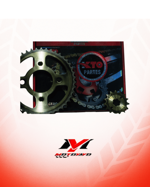 39 KIT PIÑON KTO CON CADENA (KIT DE ARRASTRE) HONDA CBF 150 INVICTA. VICTORY NITRO 125 43T-15T 428H-132L